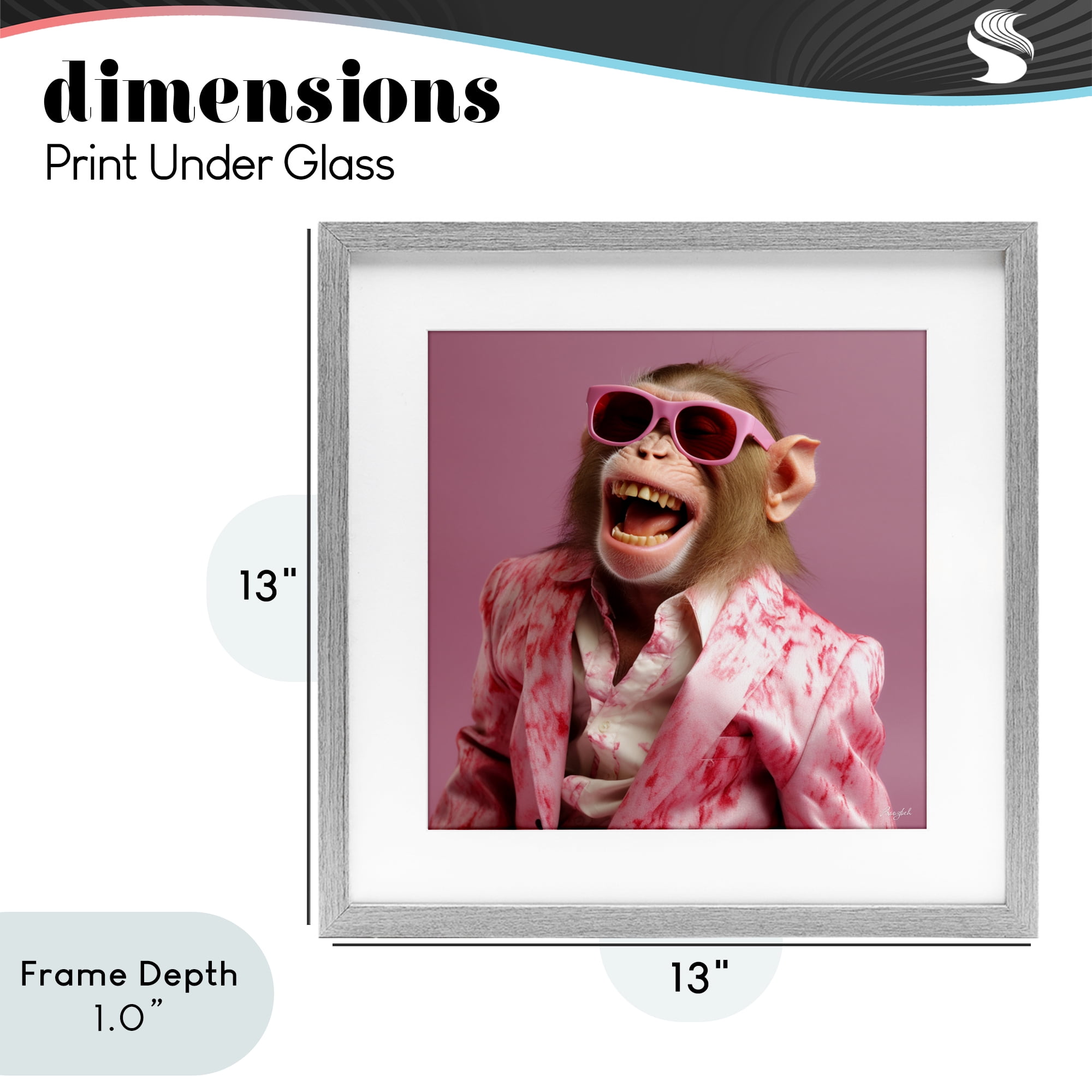 Stupell Industries Hipster Monkey in Suit Gray Framed Print Under Glass, design by Roozbeh