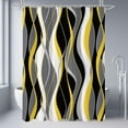 thumbnail image 3 of Black and Yellow Shower Curtain, Abstract Modern Grey and Yellow Bathroom Decor Accessories, Waffle Weave Textured Fabric Shower Curtain Set with Hooks, 72x72, 3 of 6