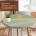thumbnail image 4 of Sage Green Morocco Round Tablecloth, Fitted Table Cover with Elastic for 45"-54" Round Tables, Ocean Yellow Nautical Anchor Stripe Table Cloth Outdoor Indoor Dinning Party Waterproof Tablecloths, 4 of 7