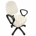 thumbnail image 1 of Pastel Office Chair Slipcover, Vintage Inspired Love Pattern with Continuous Delicate Symmetrical Hearts, Protective Stretch Decorative Fabric Cover, Standard Size, Champagne and White, by Ambesonne, 1 of 5