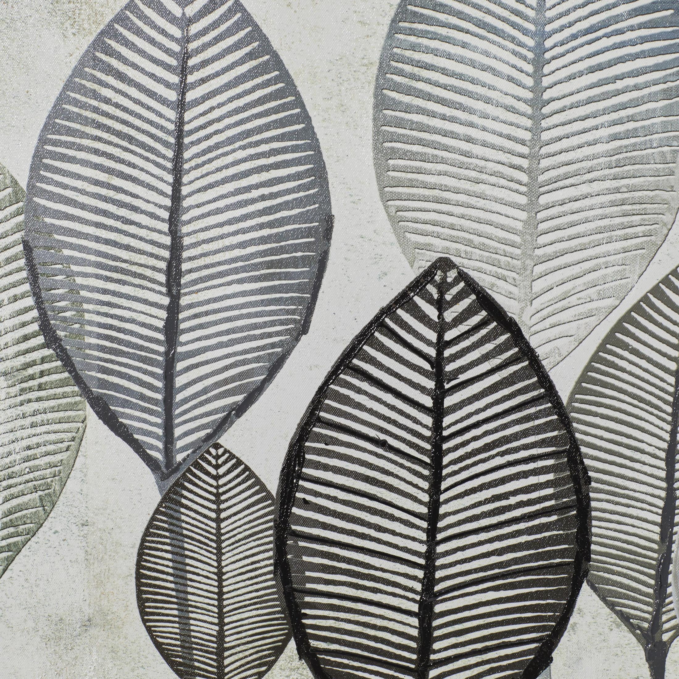 55" x 27" Leaf Framed Wall Art with Silver Frame, by DecMode