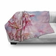 thumbnail image 3 of Floral Soft Flannel Fleece Blanket, Sakura Blossom Branches Flower Essence Fragrance Nature Inspired Picture, Cozy Plush for Indoor and Outdoor Use, 50" x 70", Pale Pink Purplegrey, by Ambesonne, 3 of 6