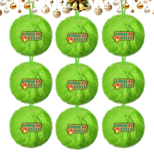 Herunwer Lime Green Furry Elf Christmas Tree Ornaments - Hanging Ball Ornaments for Christmas Party & Home Decorations