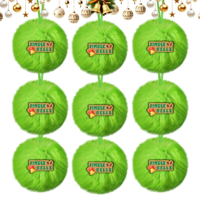 6 Adornos Colgantes para Árbol de Navidad con Bolas de Imitación Peludas y Cinta para Fiestas.