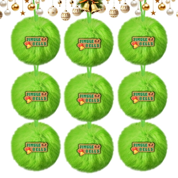 Herunwer Lime Green Furry Elf Christmas Tree Ornaments - Hanging Ball Ornaments for Christmas Party & Home Decorations