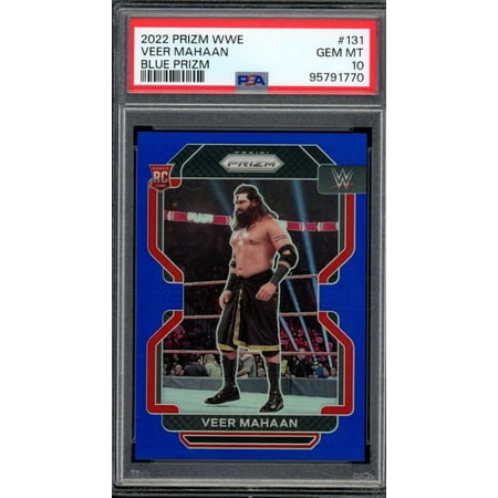Veer Mahaan Rookie Card 2022 Prizm WWE Blue Prizm (pop 2) #131 PSA 10