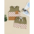 thumbnail image 2 of vera natura Baby Boys Shorts Set, Sleeveless Tank Top with Elastic Waist Shorts Plaid Summer Outfit, 2 of 8