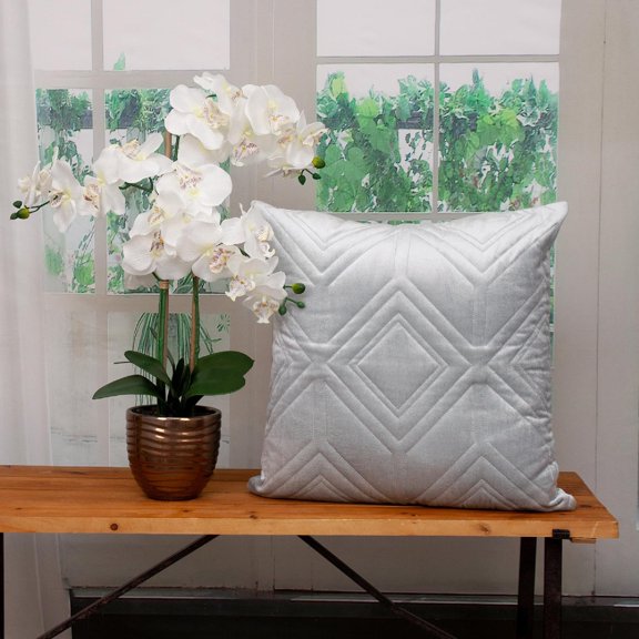 Nassau Collection Tufted Geometric Tile Stitch Square Throw Pillow - 20" - Gray