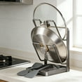 thumbnail image 5 of Pot Lid Holder, Multifunctional Kitchen Rack, Stainless Steel Organizer for Pot Lids and Utensils, Countertop Storage with Drainage, Space-Saving Multi-layer Design, 5 of 9