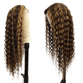 thumbnail image 6 of Highlight Ombre Lace Wig Real Virgin Human Hair 13x1 T Part Swiss Lace Deep Curly Hair 150% Density Bleached Knots Balayage Brown Blonde Wavy Wig for Women 20 Inch, 6 of 7