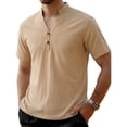 thumbnail image 2 of Men's Summer Linen Cotton Short Sleeve Crewneck Loose Fit Casual Shirt Tops T-Shirt Solid Color Breathable Blouse Beach Vacation Hiking Outfits Modern Fashion Essential Gift, 2 of 5