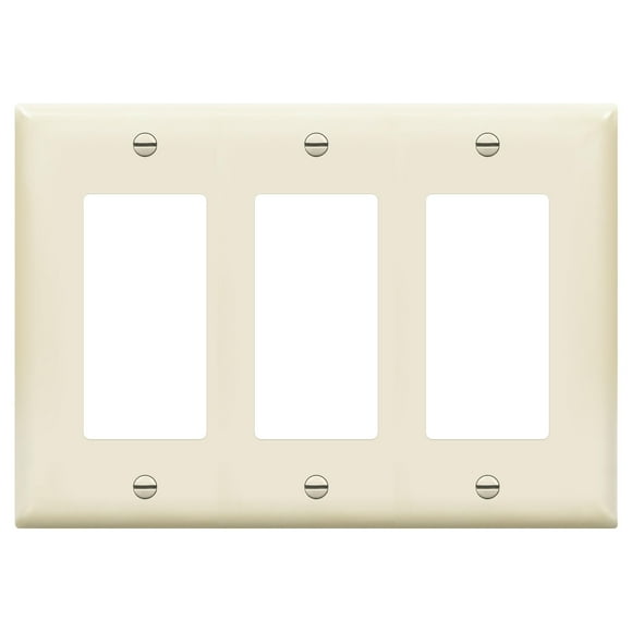 ENERLITES Plaque Murale Interrupteur Ou Prise de Lumière Décorative, Finition Brillante, Taille 3-Gang 4.50 Pouces x 6.38 Pouces, Polycarbonate Thermoplastique, 8833-LA, Amande Claire