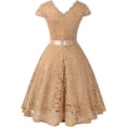thumbnail image 5 of Vestido de dama de honor vintage con encaje floral retro y manga casquillo para mujer, 5 of 5