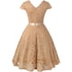 thumbnail image 5 of Vestido de dama de honor vintage con encaje floral retro y manga casquillo para mujer, 5 of 5