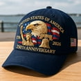 thumbnail image 2 of Eagle and Liberty United States, 250th Anniversary Hat, Adjustable Bald Eagle Embroidery Patriotic Baseball Cap for Veterans, 2 of 9