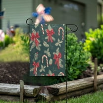 Yayeee Garden Flag 12"x18" Double Sided Outdoor Yard Lawn Holiday Decorations, Green Christmas Candy Canes
