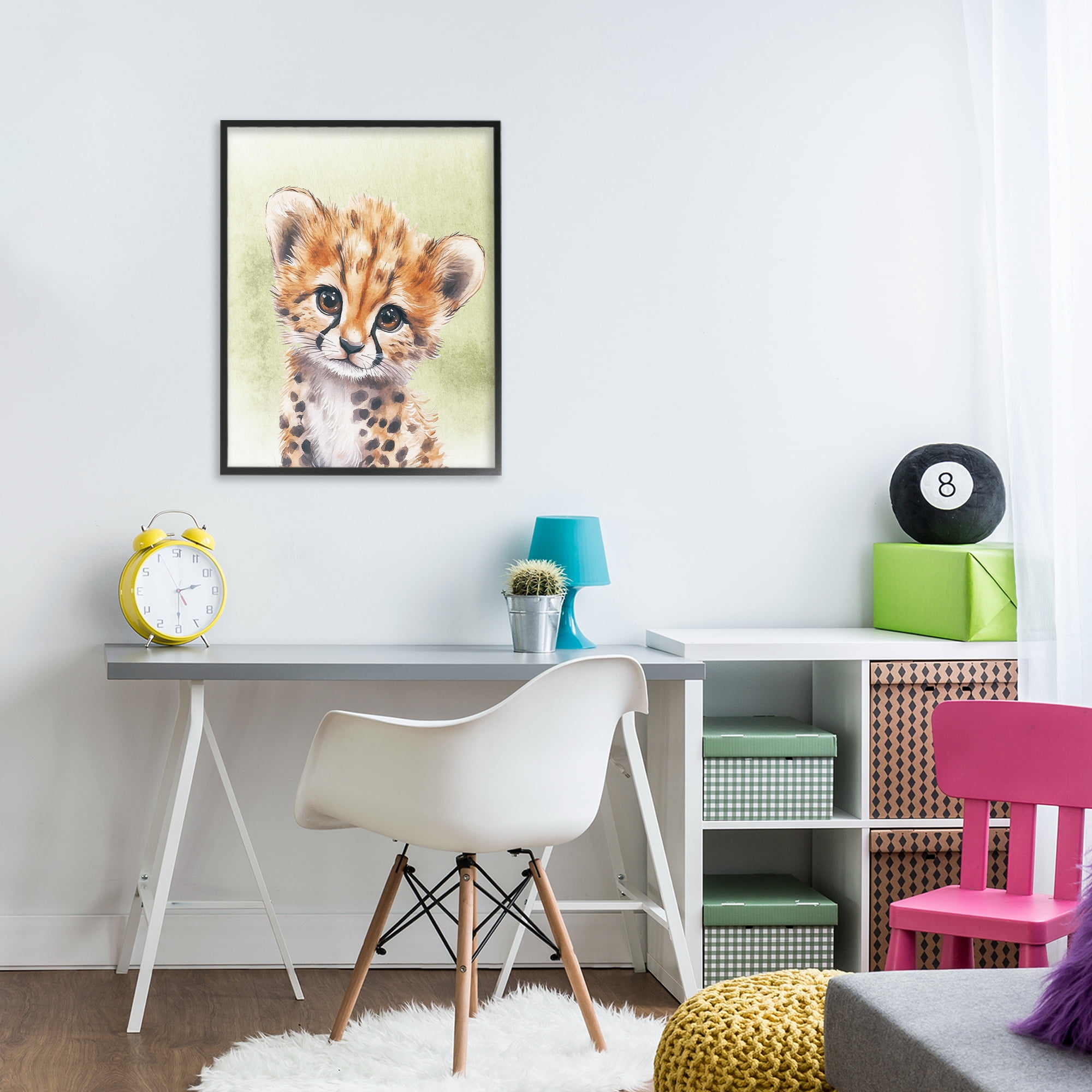 Stupell Industries Jungle Friends Baby Cheetah Black Framed Giclee Art, design by Christine Simpson Art