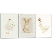 Funny Silly Goose Wall Art Beige Nursery Decor Farm Poster Aesthetic Cute Duck Animal Painting Wall Decor Farmhouse Cottage Core Canvas Print For Bedroom Bathroom Nursery Unframed