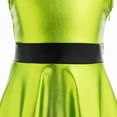 thumbnail image 6 of IBTOM CASTLE Kids Girls Halloween Costume Holographic Skater Dress Metallic Music Festivals Outfit Cosplay Carnival Birthday Party Dress up 5-6 Years Fluorescent Green, 6 of 8