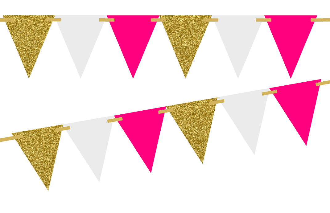Gold Silver Triangle Flag Pennant String Banner Festival Party Holiday Decor 
