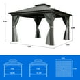 thumbnail image 2 of Dextrus 12x12ft Hardtop Gazebo with Nettings and Curtains, Heavy Duty Double Roof Galvanized Steel Outdoor Combined of Vertical Stripes Roof for Patio, Backyard, Deck, Lawns, Gray, 2 of 5
