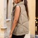 thumbnail image 5 of Gibobby Chalecos de mujer, Outwear Chaleco para mujer, ligero con bolsillos con cierre Qiulted acolchado, cuello alto, bolsillos acolchados con cierre, chaleco acolchado(Caqui,M), 5 of 5