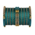 thumbnail image 1 of Efulgenz Indian Wedding Bridal Bangles for Women Metal Green Bangle Set Rhinestone CZ Crystal Bracelet Bangle Boho Jewelry for Women Size-2.8, 1 of 5