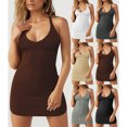 thumbnail image 1 of LYMAYTER Women Halter Dress for Female Refreshing U Neck Slip Dress Solid Color Backless Dresses, 1 of 7
