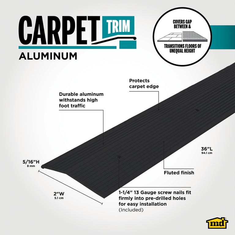 M-D Building Products, Aluminum Carpet Trim, 66271, Matte Black