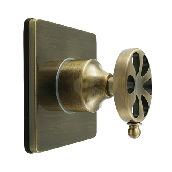Kingston Brass KS3043RX Belknap Single-Handle Three-Way Diverter Valve with Square Trim Kit, Antique Brass