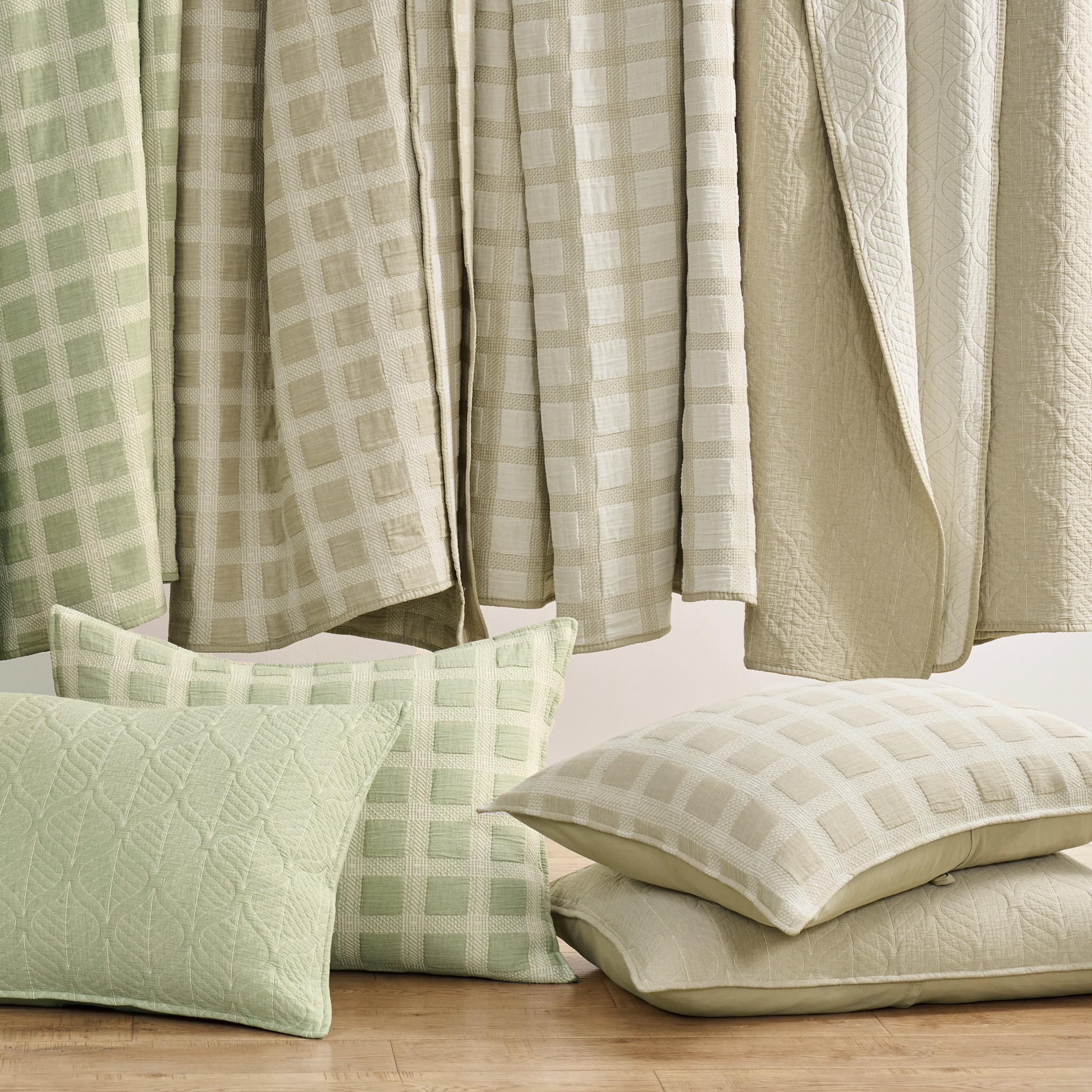 Greenland Home Fashions Millhouse 100% Cotton Moisture-Wicking Pillow Sham, All Ages, Sage, Standard