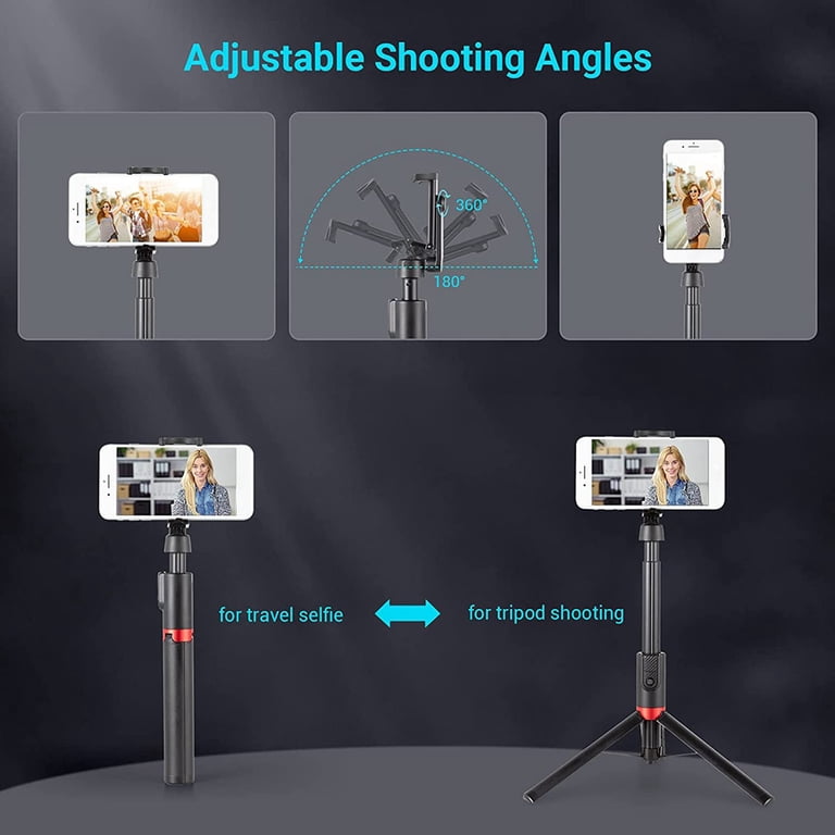 Gritin Selfie Stick Tripod, 3 In 1 Bluetooth Selfie Stick With Detachable Wireless Remote
