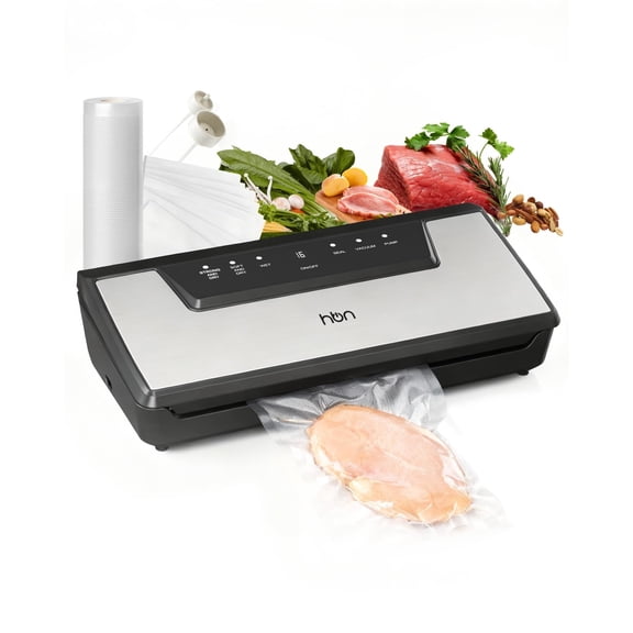 HBN Vacuum Sealer Machine, 80Kpa Automatic Vacuum Sealer Built-in Cutter & Bag Storage,Food Storage Vacuum Sealer with 1 Bag Roll & 20 Bags