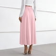 thumbnail image 5 of Hvogkswy Womens Midi Skirt, Solid Color Drawstring Elastic High Waist A-Line Skirts Soft Loose Outdoor Activities Ladies Summer Fashion Casual Skirt, 5 of 7