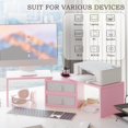 thumbnail image 2 of Pink Dual Monitor Stand Riser with 2 Drawers - Length and Angle Adjustable Double Corner Desk Shelf Organizer 37 inch for 2 Laptop/PC/Screen/TV (2 Drawers - 8''H), 2 of 7