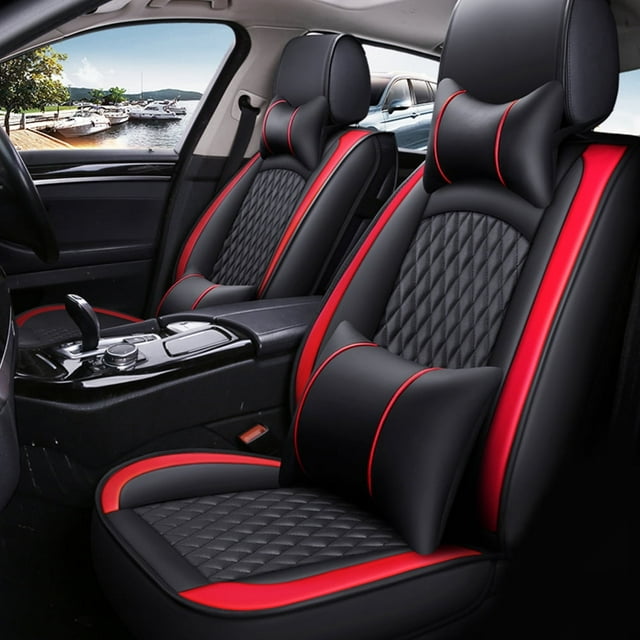 Maidao Car Seat Covers Universal Fit for Genesis for Electric GV70 2017-Present 5 Seats Water Resistant Front Rear Cushion Protector with Headrest Black and Red