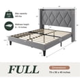 thumbnail image 5 of Amolife Full Bed Frame, Upholstered Platform Bed with Storage Wingback Headboard and Fast Charging Hub, No Box Spring Required, Gray, 5 of 14
