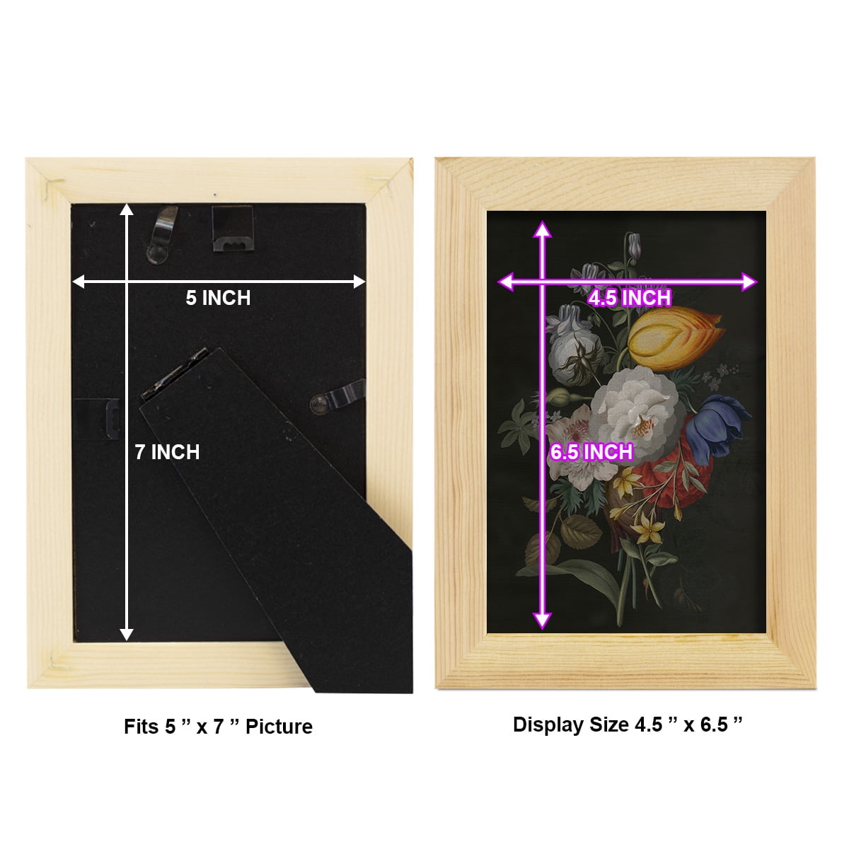 Dramatic Bouquet III -Framed Print w/glass-Natural Wood
