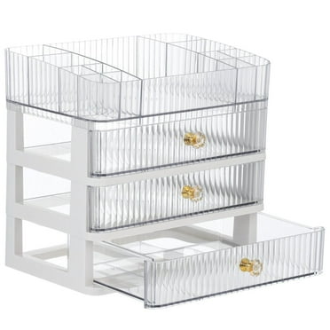 4-Layer Makeup Organizer, Transparent Drawer-Style Cosmetic Storage Box with 3 Drawers, Large Capacity Desktop Makeup Box for Lipsticks, Perfume, Brushes, Skincare, and Eyeshadow