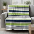 thumbnail image 2 of Green Gray Striped Blanket Soft Cozy Warm Twin Blanket for Bed, Plush Fuzzy Flannel Fleece Blankets for Sofa, Farmhouse Stripes Modern Abstract Art Throw Blankets for Couch, Gifts for Men, 60"x80", 2 of 9