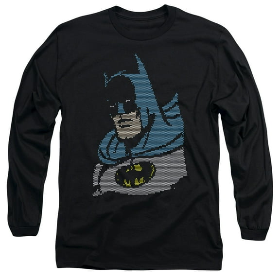 DC Comics Lite Brite Batman Long Sleeve Adult 18/1 T-Shirt Black