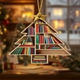 thumbnail image 4 of karymi 2D Flat Acrylic Christmas Books Ornament Tree Shape Bookshelf Pendant Christmas Tree Decoration Novelty Hanging Decorations Books Stacked Ornament Christmas Ornaments, 4 of 6