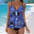 thumbnail image 2 of Akiihool Womens Swimsuits Plus Size Tankini Swimsuits for Women Blouson Swim Tops with Bikini Bottoms Two Piece Bathing Suits Double Up Swimwear (Blue,XXL), 2 of 5