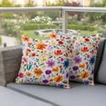 thumbnail image 3 of 2 Pack Outdoor Waterproof Throw Pillow Covers,Watercolor Colorful Flower Decorative Square Pillow Case Patio Pillowcases for Chair Couch Sofa 16x16in, 3 of 9
