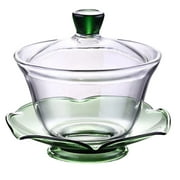 Gaiwan Cha Chinese Style Teacup Drinking Glasses with Lids Kungfu Bowl Saucer Transparent Tureen for Home Office Travel