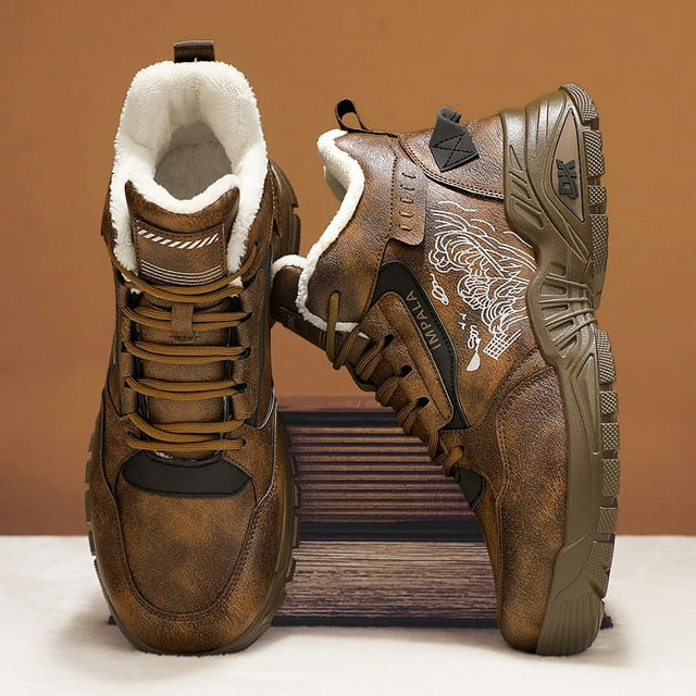Botas Martin cálidas con forro polar para otoño e invierno, botas altas de suela gruesa para exteriores, impermeables, resistentes al frío, para el trabajo, botas de nieve para hombres, botas cortas