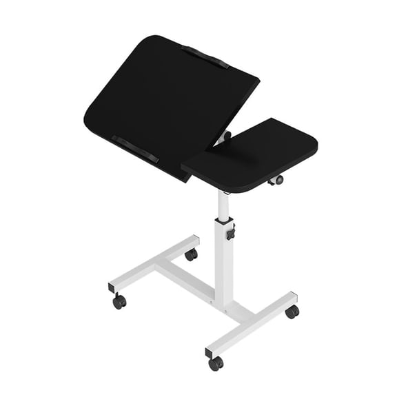 COZONY Overbed Table with Swivel Wheels, Height Adjustable 23.6"–37.4" Mobile Laptop Table for Hospital, Home Office, Couch,Black