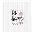 thumbnail image 2 of Ambesonne Birthday Shower Curtain, Cupcake with Candles Art, 69"Wx84"L, Soft Pink and Charcoal Grey, 2 of 4