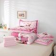thumbnail image 6 of Manfei Winter Holiday 7-Piece Twin Bedding,Golden Xmas Pink Christmas Bedding Comforter Set,Pink Reversible, 6 of 7