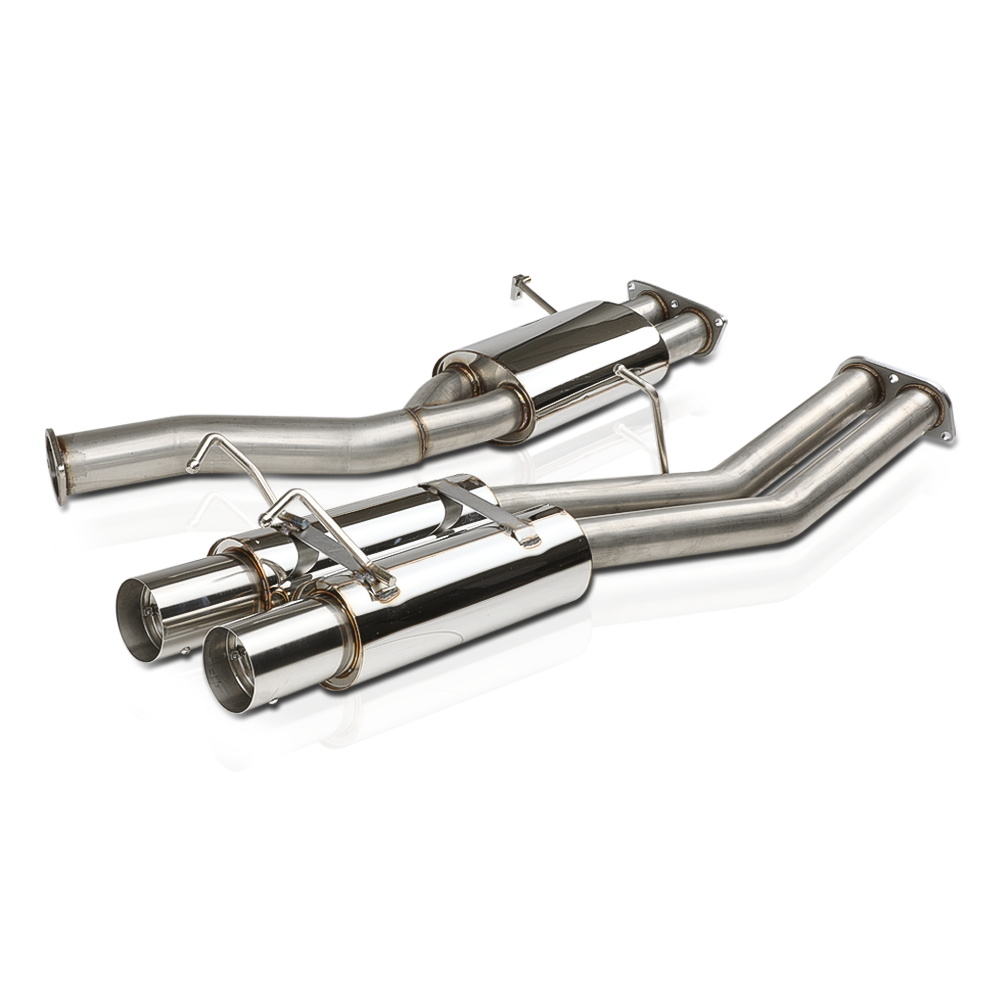 SS Dual Muffler 3.5"Tip Catback Exhaust System for 8994 Nissan 240SX